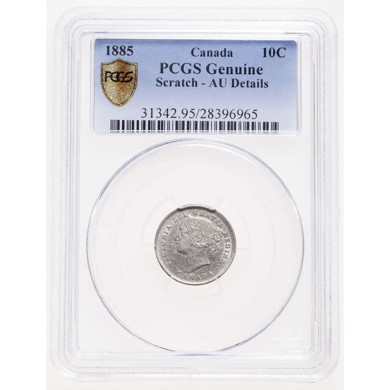 10 cent 1885 Genuine PCGS Obv 4 AU-50