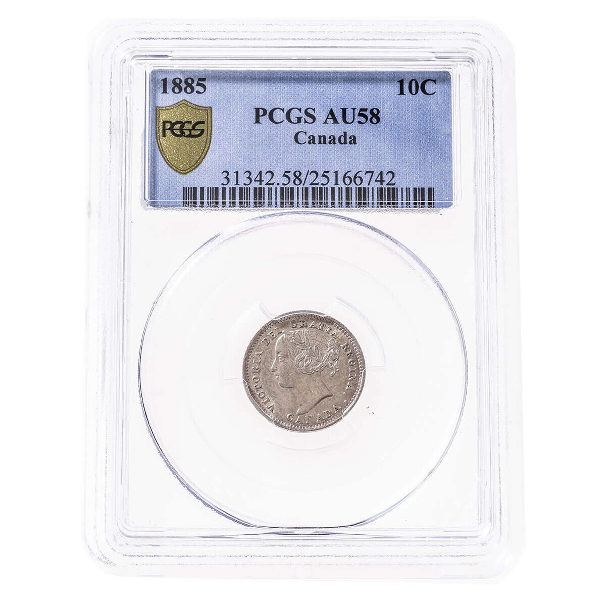 10 cent 1885 PCGS Obv 4 AU-58