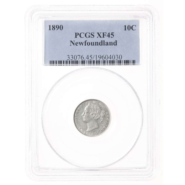 NFLD 10 cent 1890  PCGS EF-45