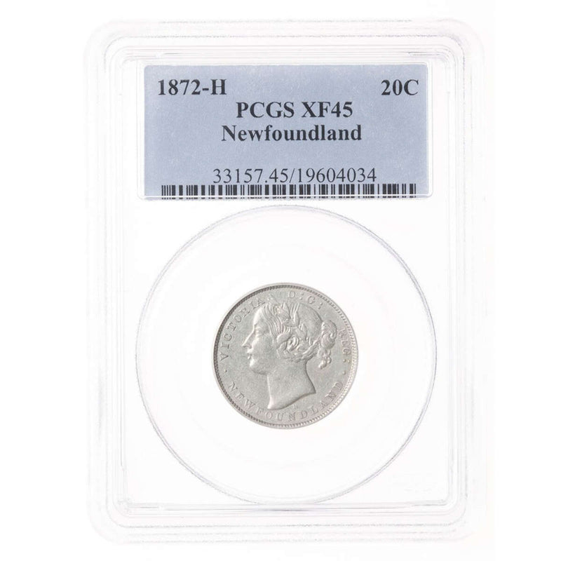 NFLD 20 cent 1872H  PCGS EF-45