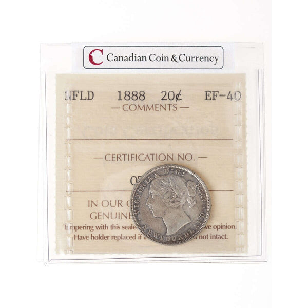 NFLD 20 cent 1888  ICCS EF-40