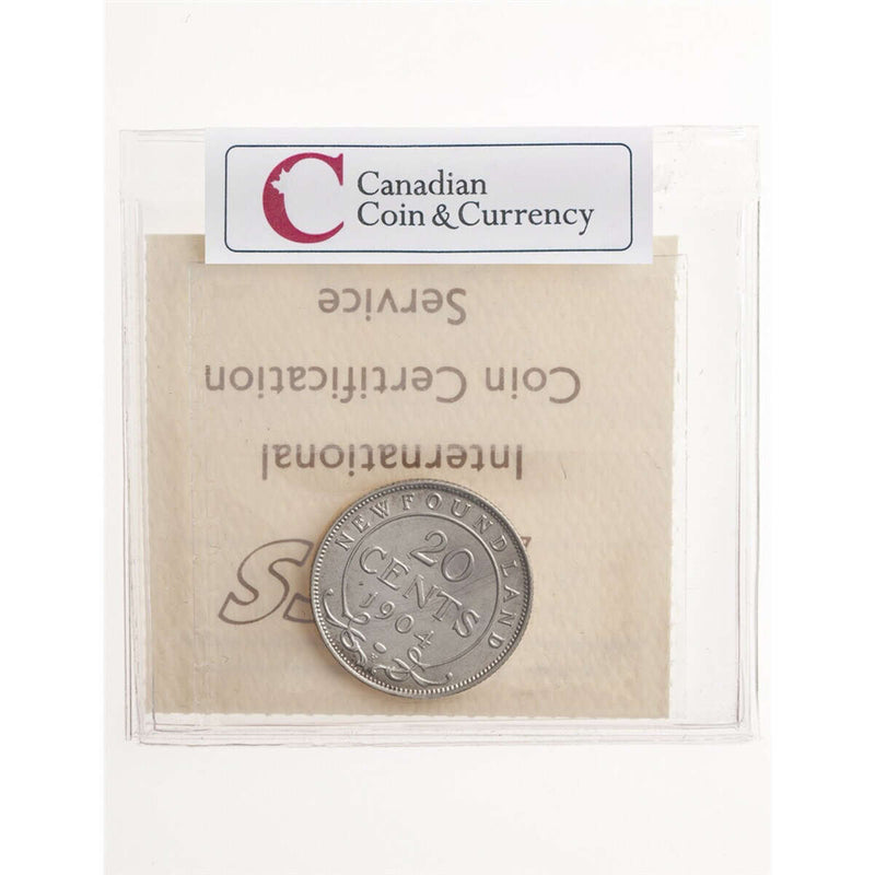 NFLD 20 cent 1904H  ICCS EF-40