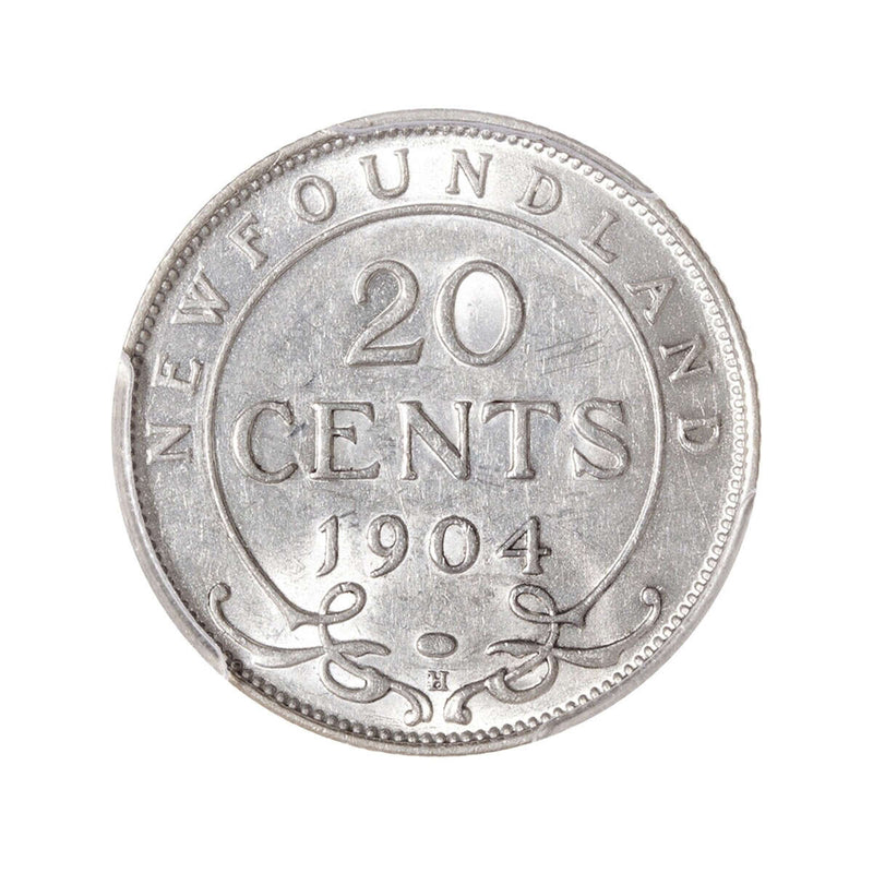 NFLD 20 cent 1904H  PCGS AU-53