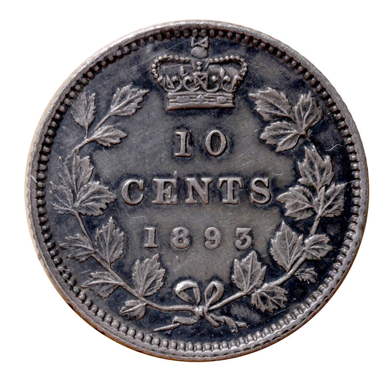 10 cent 1893 Flat Top 3; Obv 5 ICCS AU-55