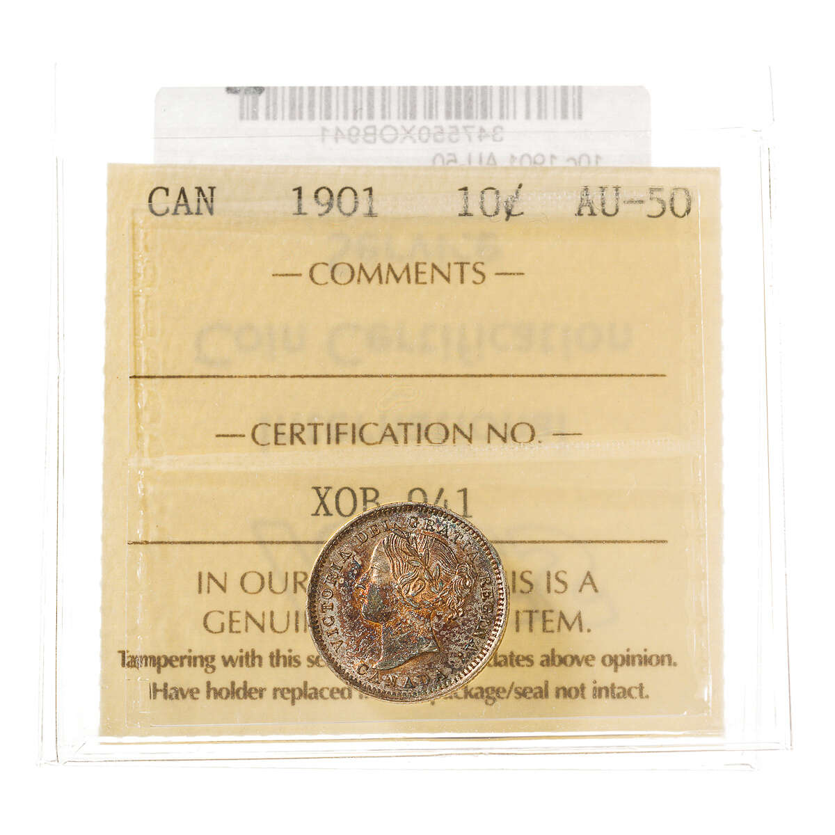 10 cent 1901  ICCS AU-50