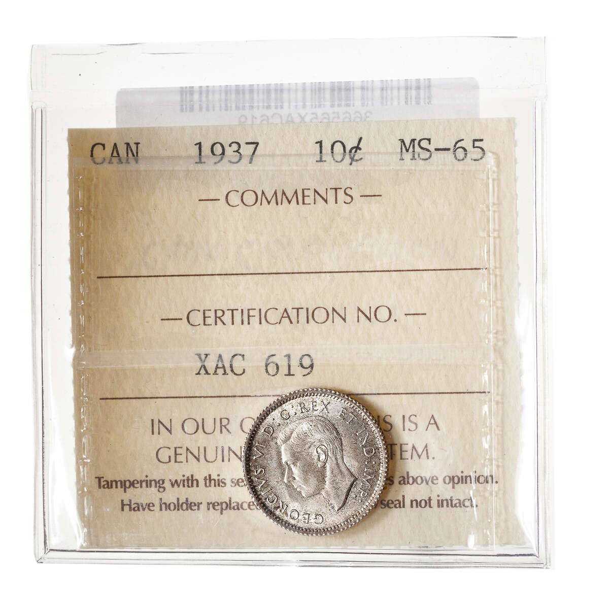 10 cent 1937  ICCS MS-65