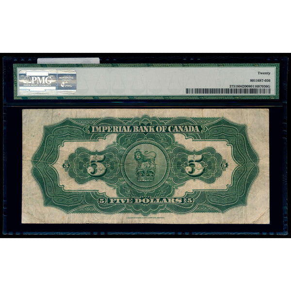 The Imperial Bank of Canada $5 1923 Rolph, l. PMG VF-20
