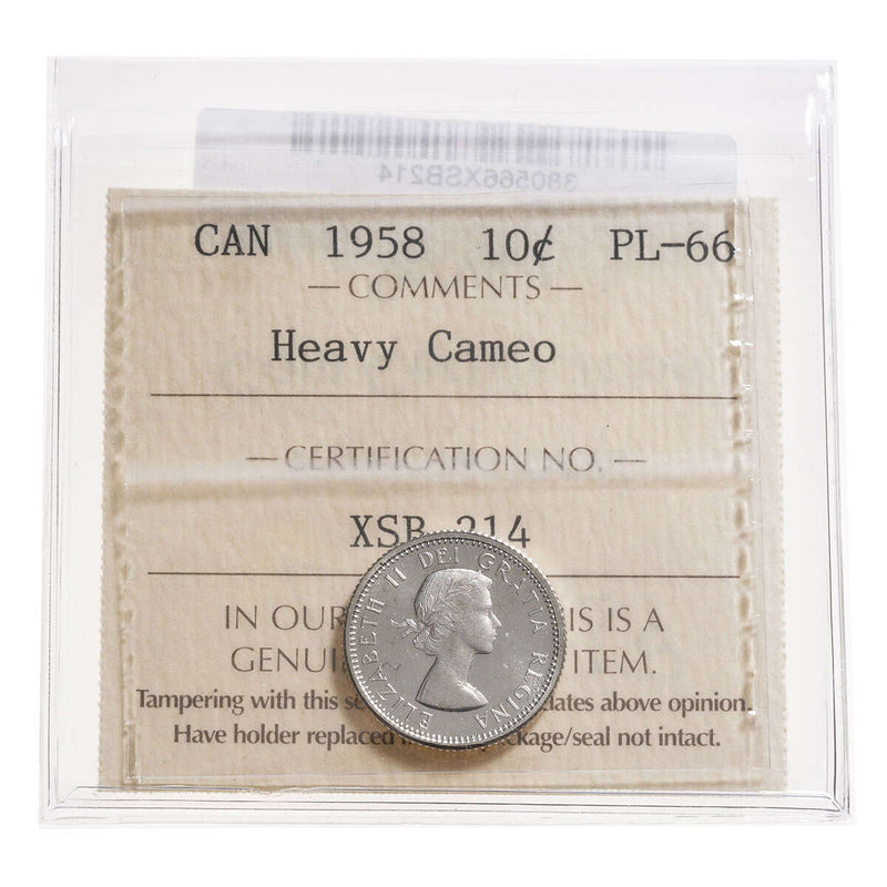 10 cent 1958 Heavy Cameo ICCS PL-66