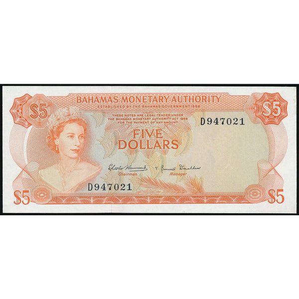 Bahamas 5 Dollars 1978  UNC