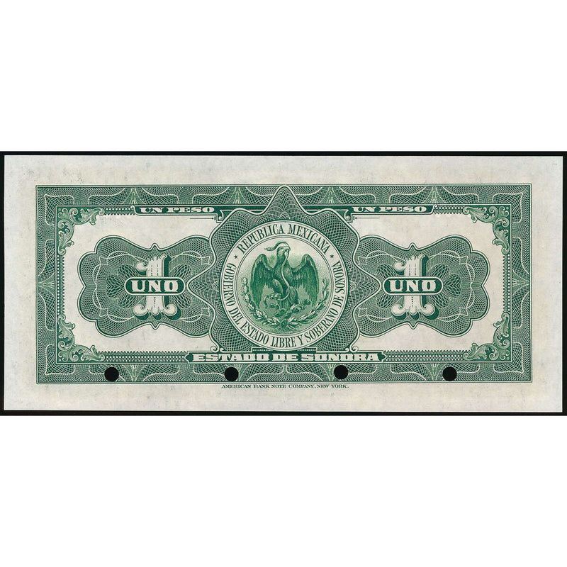Mexico 1 Peso 1915 El Estado de Sonora Specimen  UNC