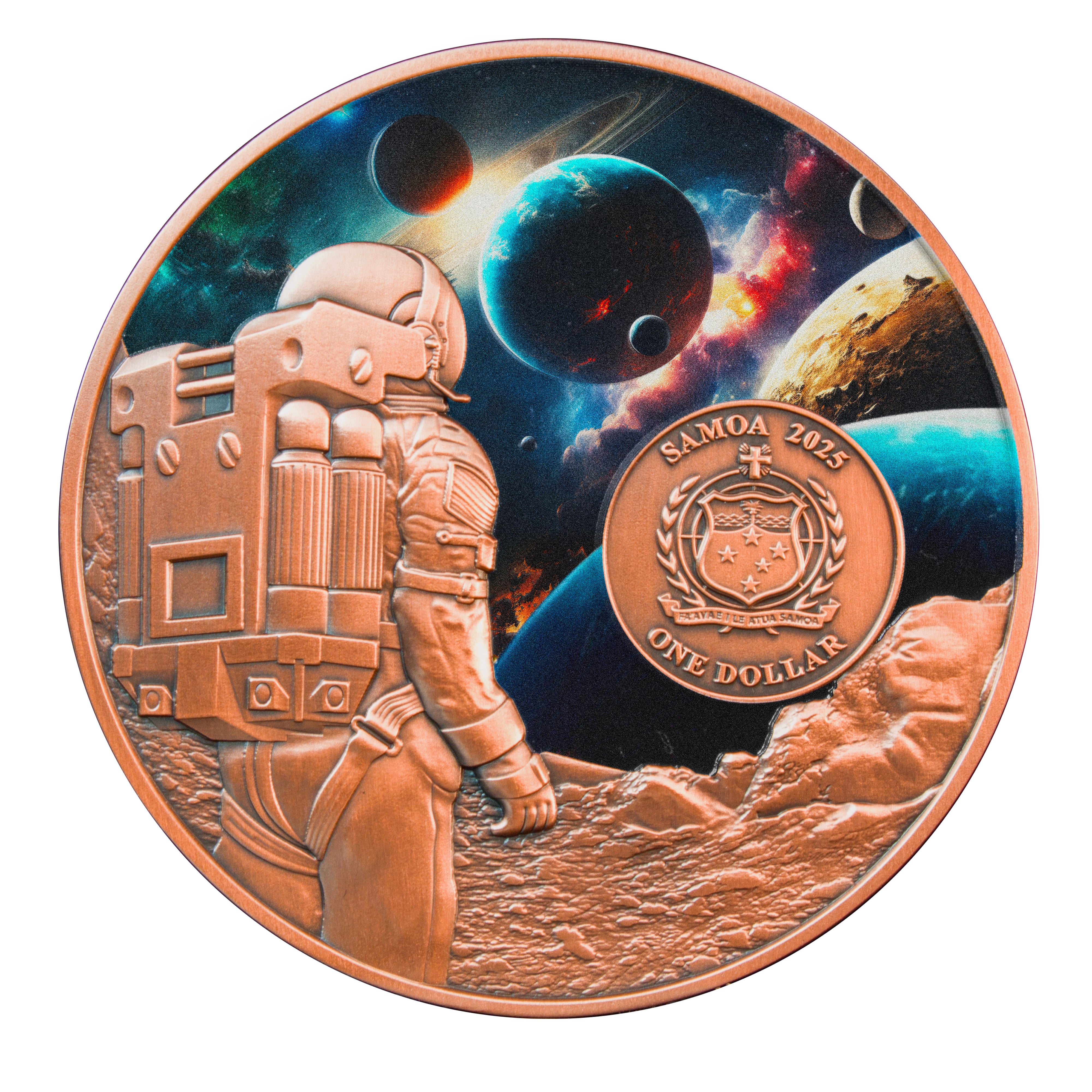 2025 $1 Cosmic Encounters - Pure Silver and Copper Bi-Metal Coin