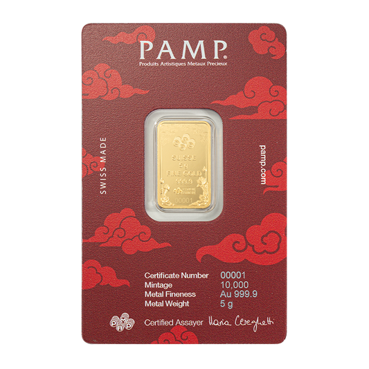 Good Luck: Yellow Dragon - 5g Pure Gold Bar
