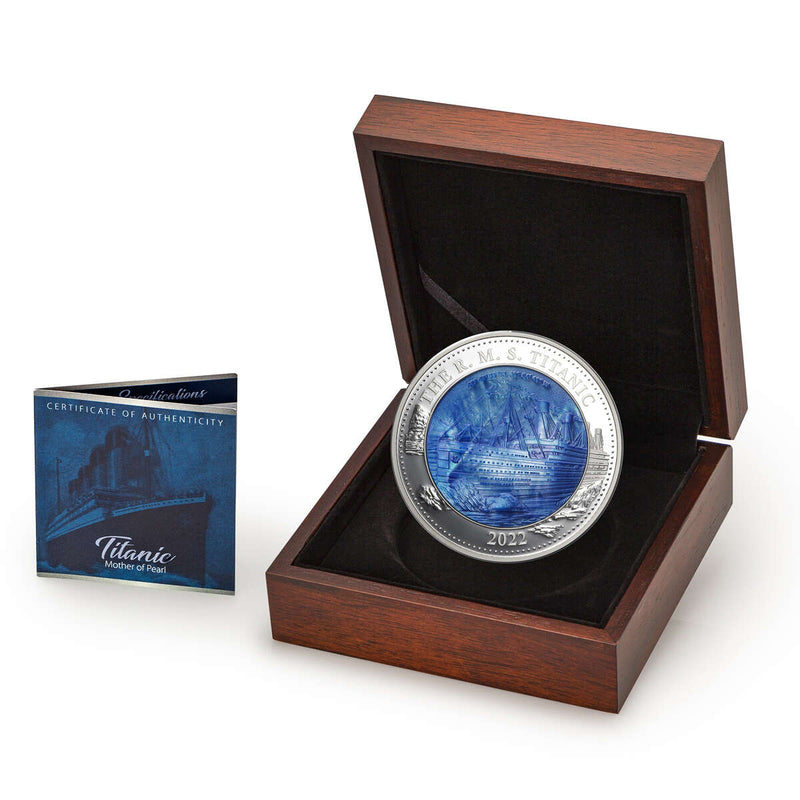 2022 $25 RMS Titanic - Pure Silver Coin with Mother of Pearl