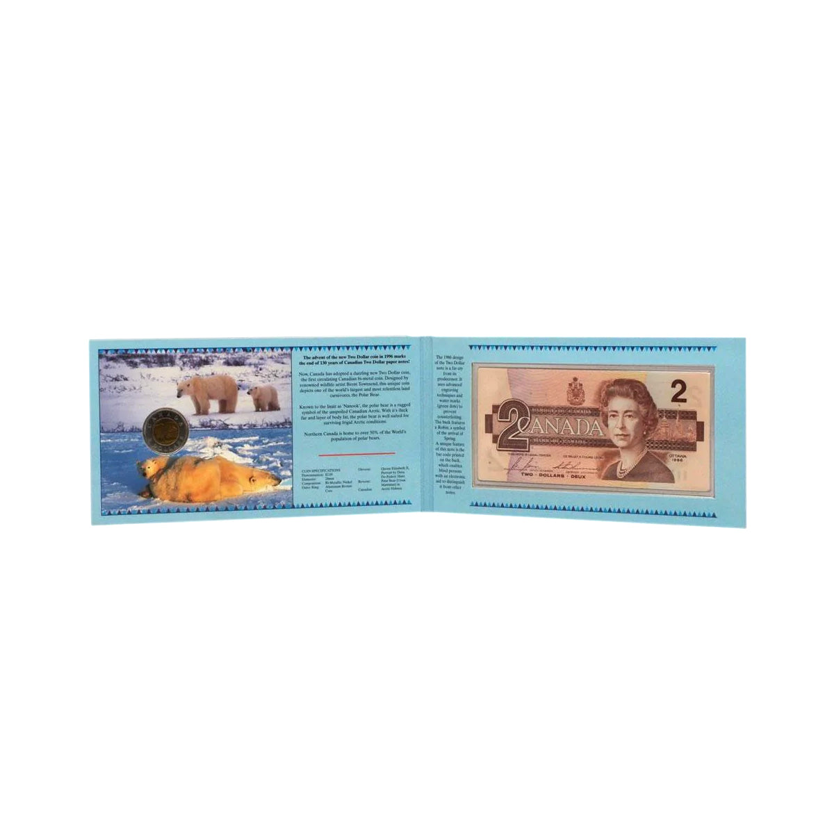 1996 $2 The Last Canadian $2 Bill and the First Canadian $2 Coin Set