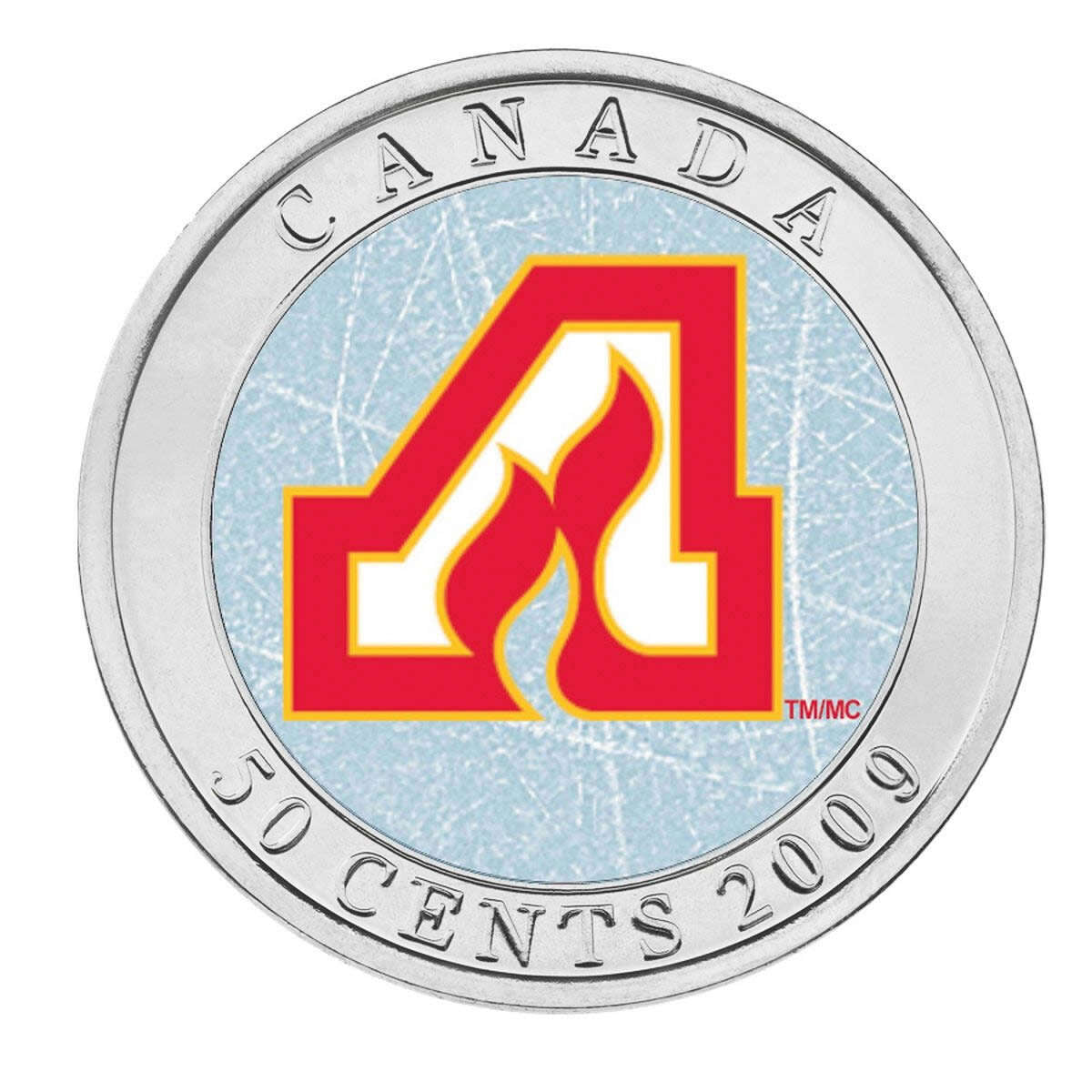 2009 50c Calgary Flames Coin and Puck