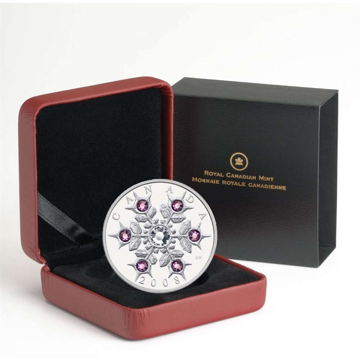 2008 $20 Crystal Snowflake: Amethyst - Pure Silver Coin