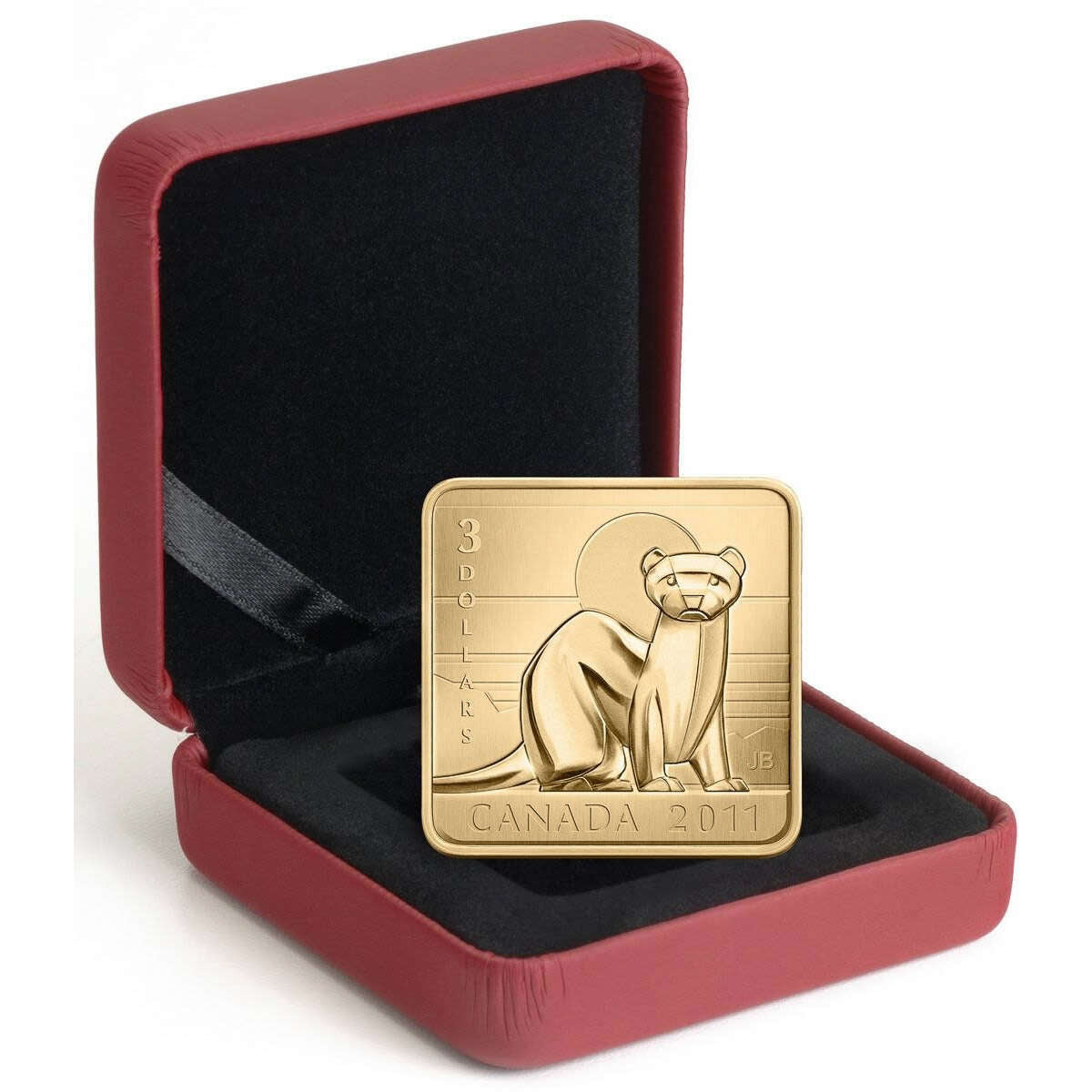 2011 $3 Wildlife Conservation: Black Footed Ferret - Sterling Silver, Gold-Plated Coin