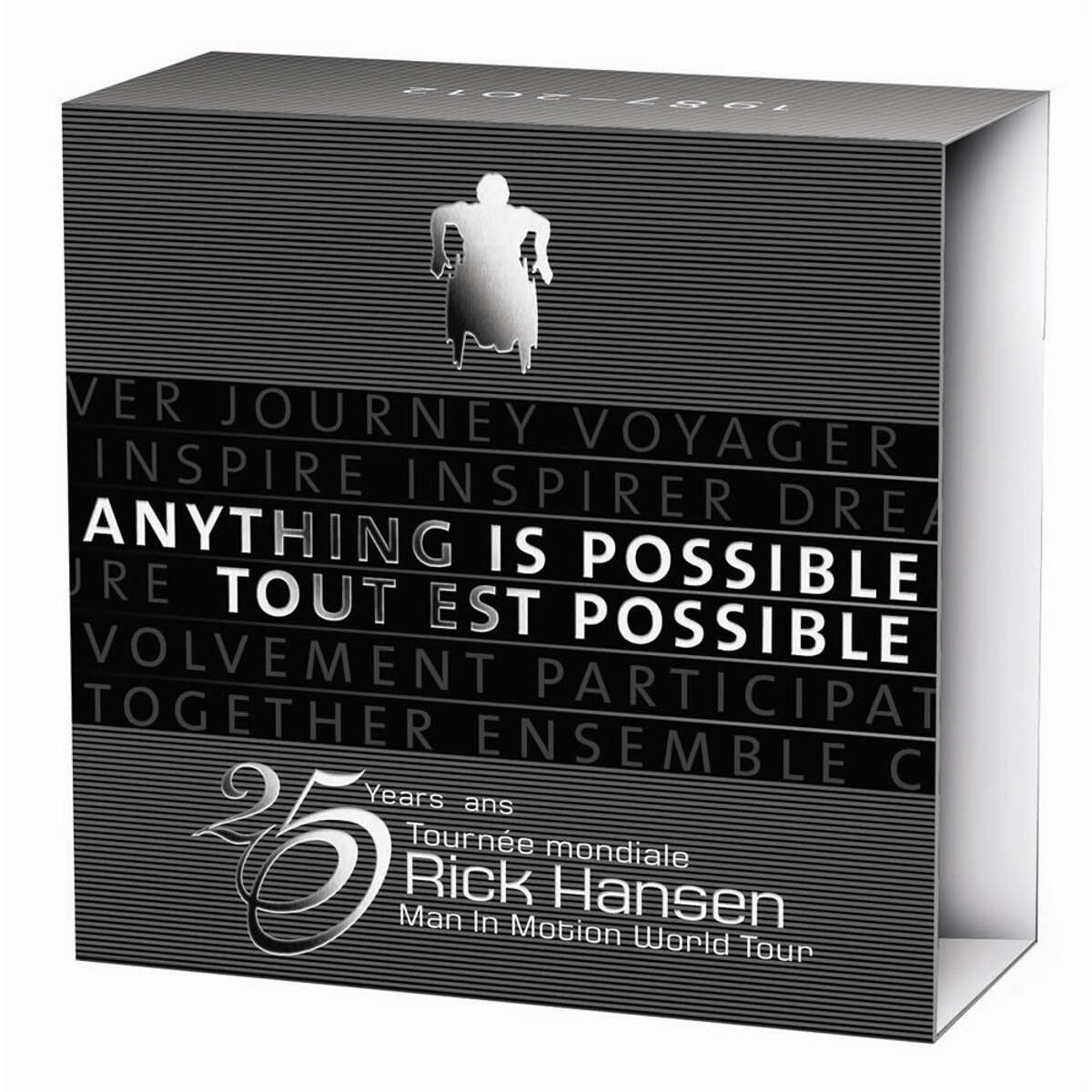 2012 $5 Rick Hansen Man-In-Motion Tour, 25th Anniversary - Pure Silver Coin