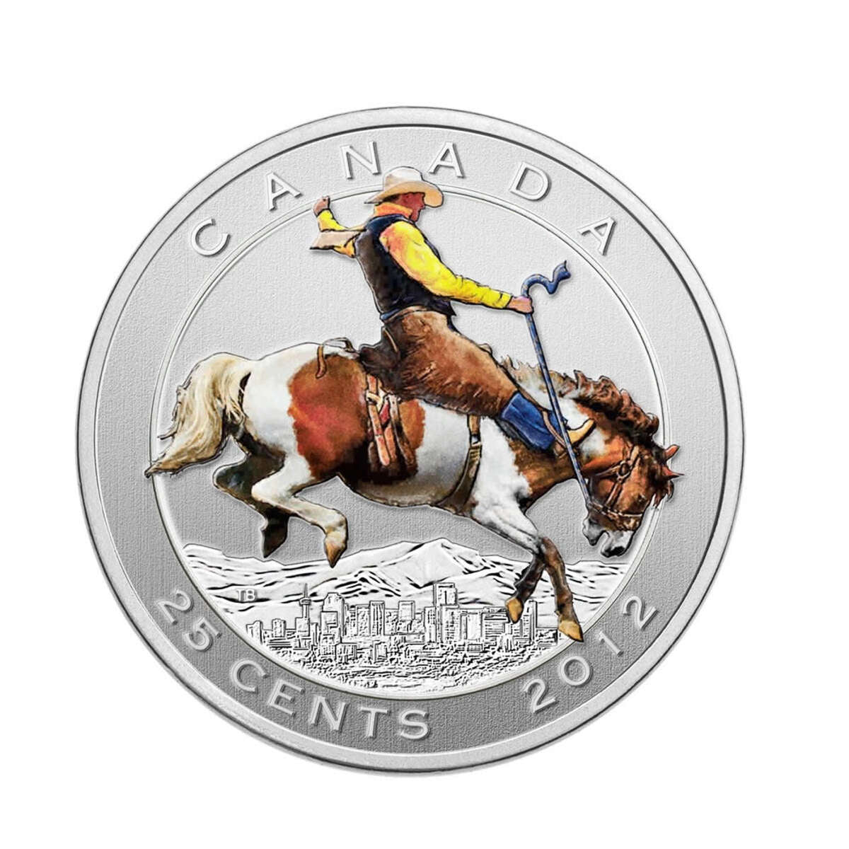 2012 25c 100 Years of the Calgary Stampede - Coloured Coin and Stamp Set