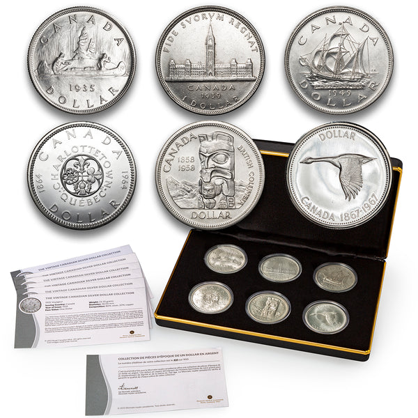 2012 $1 Vintage Canadian Silver Dollar Collection Set