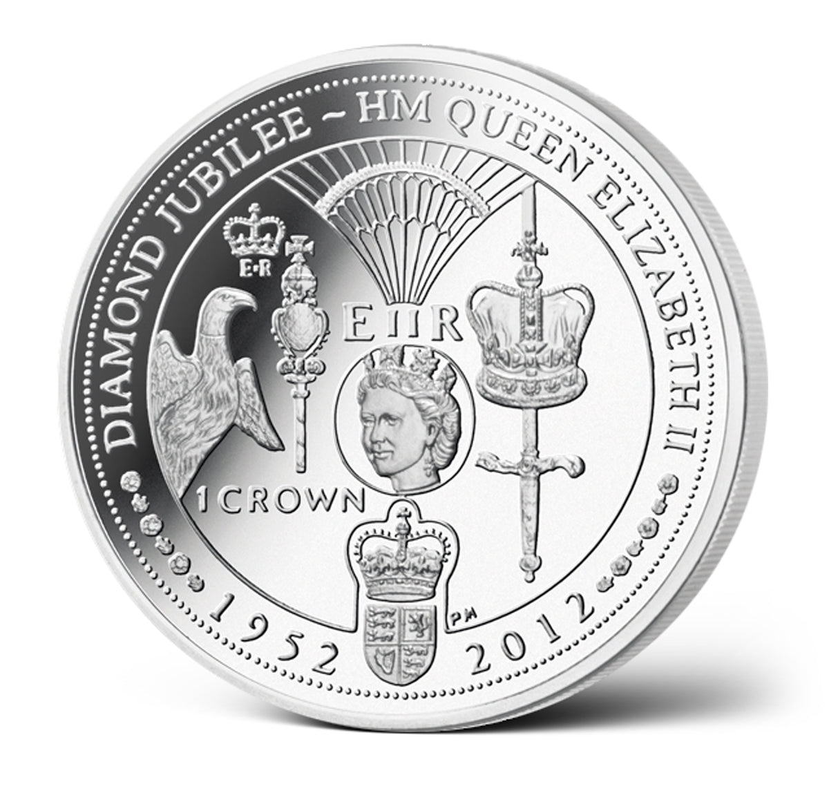2012 1 Crown The Official Diamond Jubilee Collection: Head of State -  Sterling Silver Coin