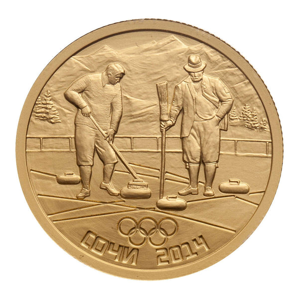 2014 50 Roubles Sochi Winter Olympics: Curling - Pure Gold Coin