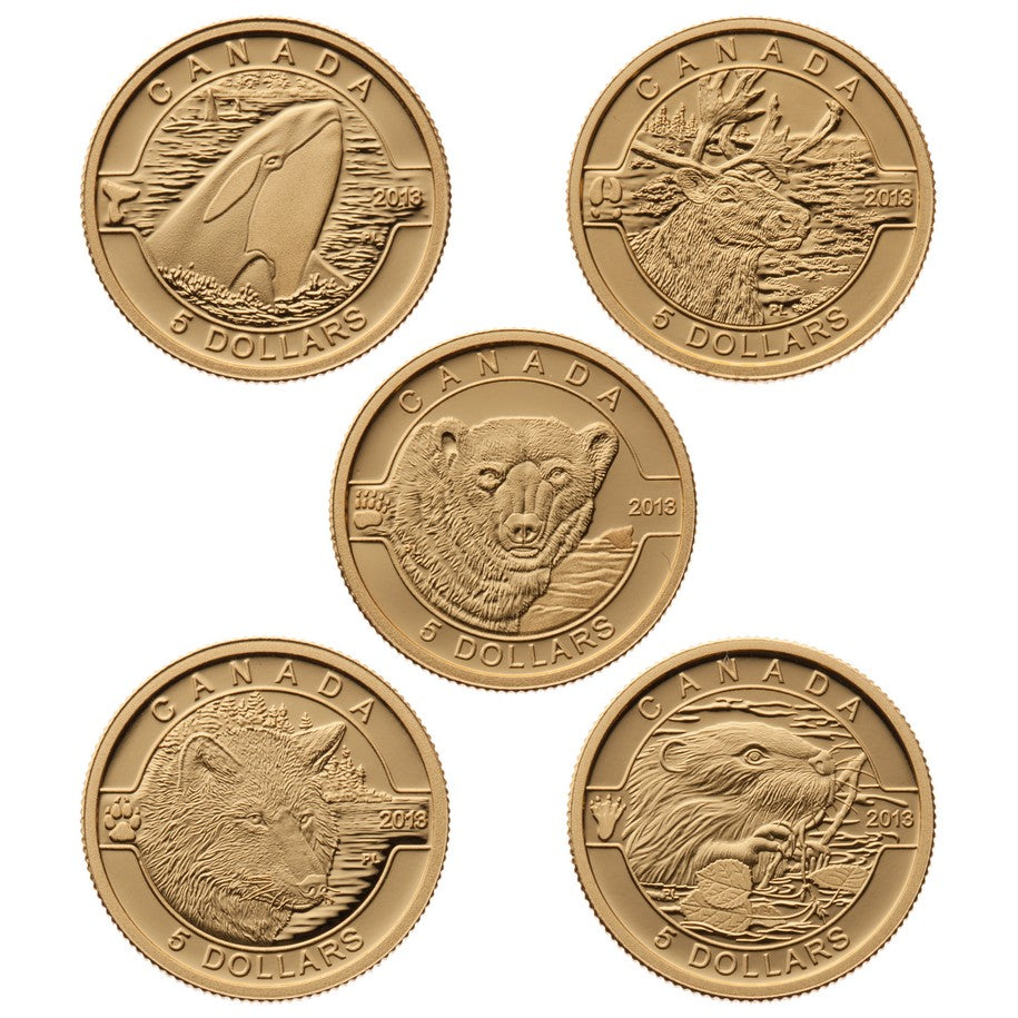 2013 $5 O Canada Wildlife - Pure Gold Set