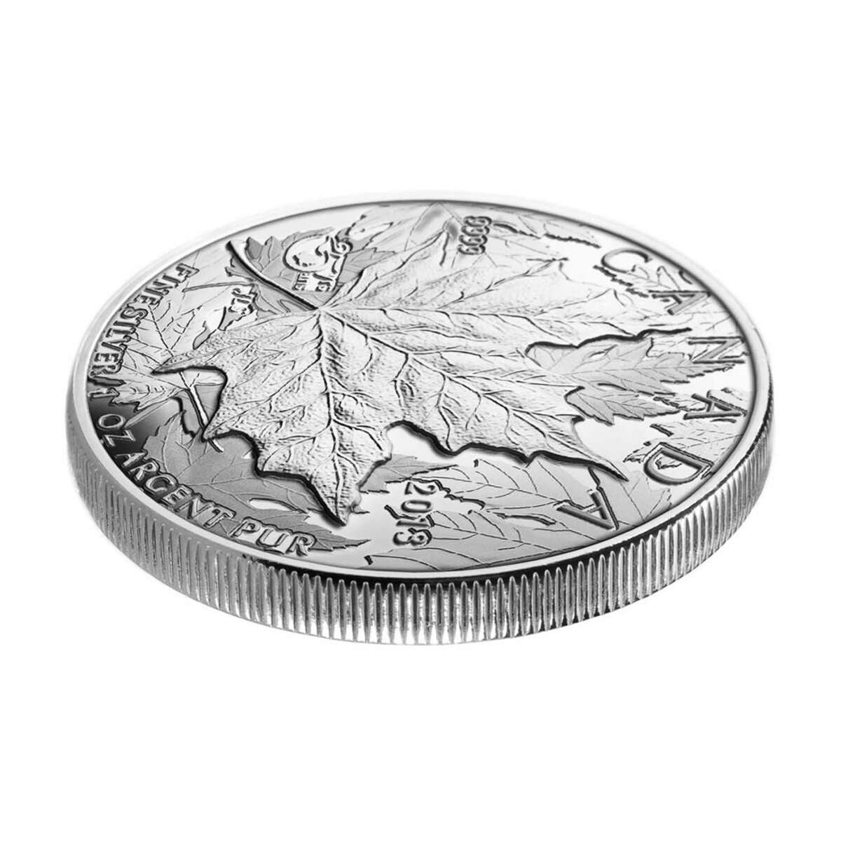 2013 $5 Silver Maple Leaf, 25th Anniversary - Pure Silver High Relief Piedfort