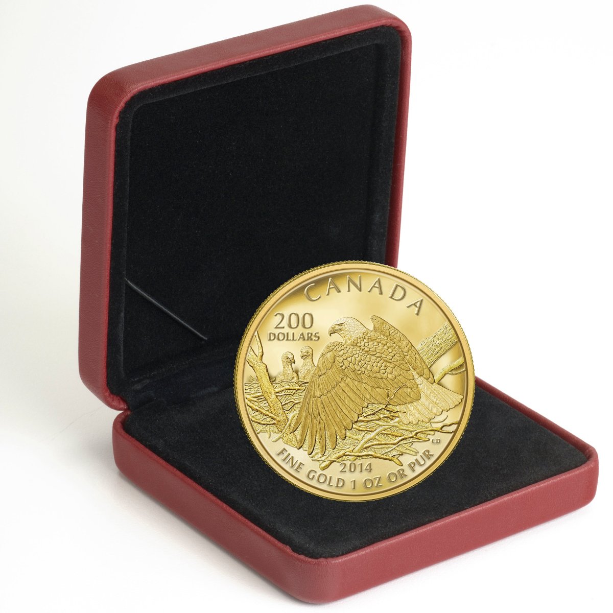 2014 $200 Bald Eagle: Protecting Her Nest - Pure Gold Coin