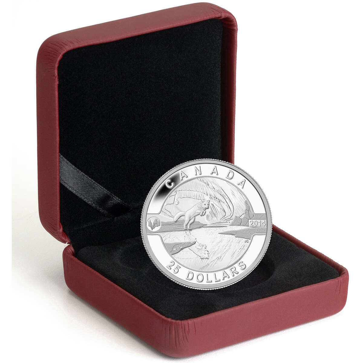 2014 $25 O Canada: The Arctic Fox and the Northern Lights - Pure Silver Coin