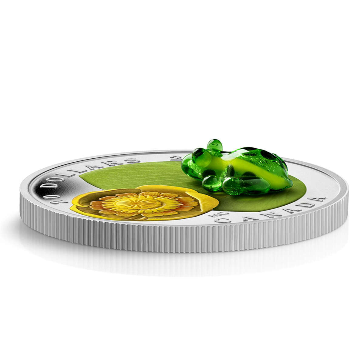 2014 $20 Water-Lily And Venetian Glass Leopard Frog - Pure Silver Coin