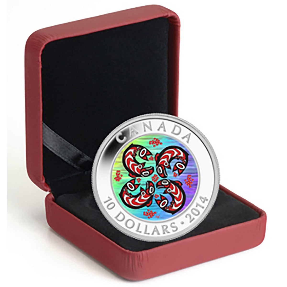 2014 $10 First Nations Art: Salmon - Pure Silver Coin