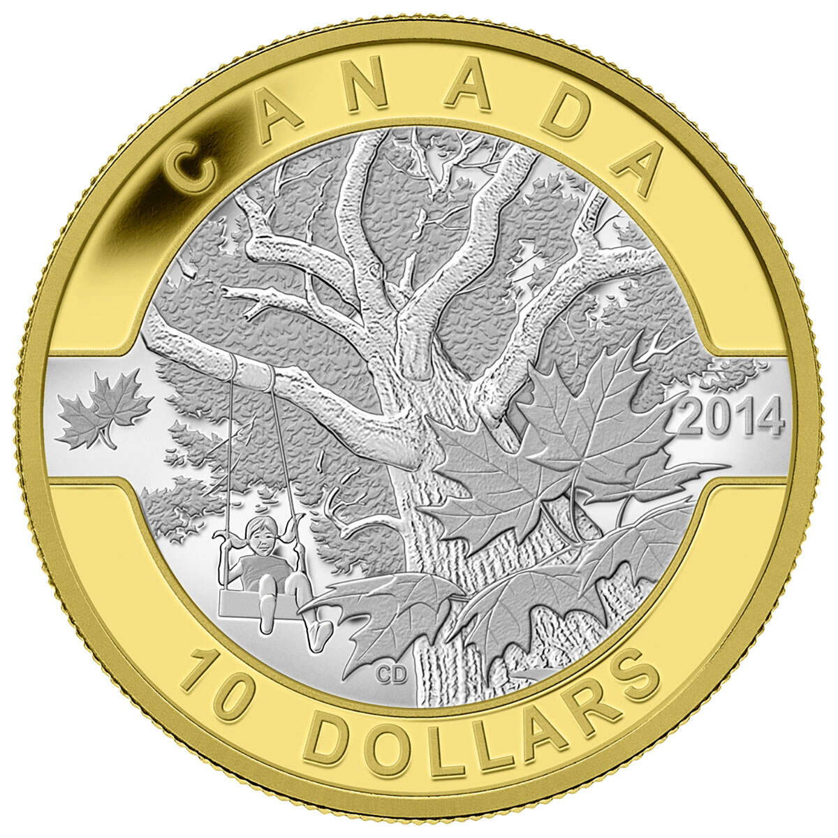 2014 $10 O Canada: Pure Silver 10-Coin Set with Gold Plating