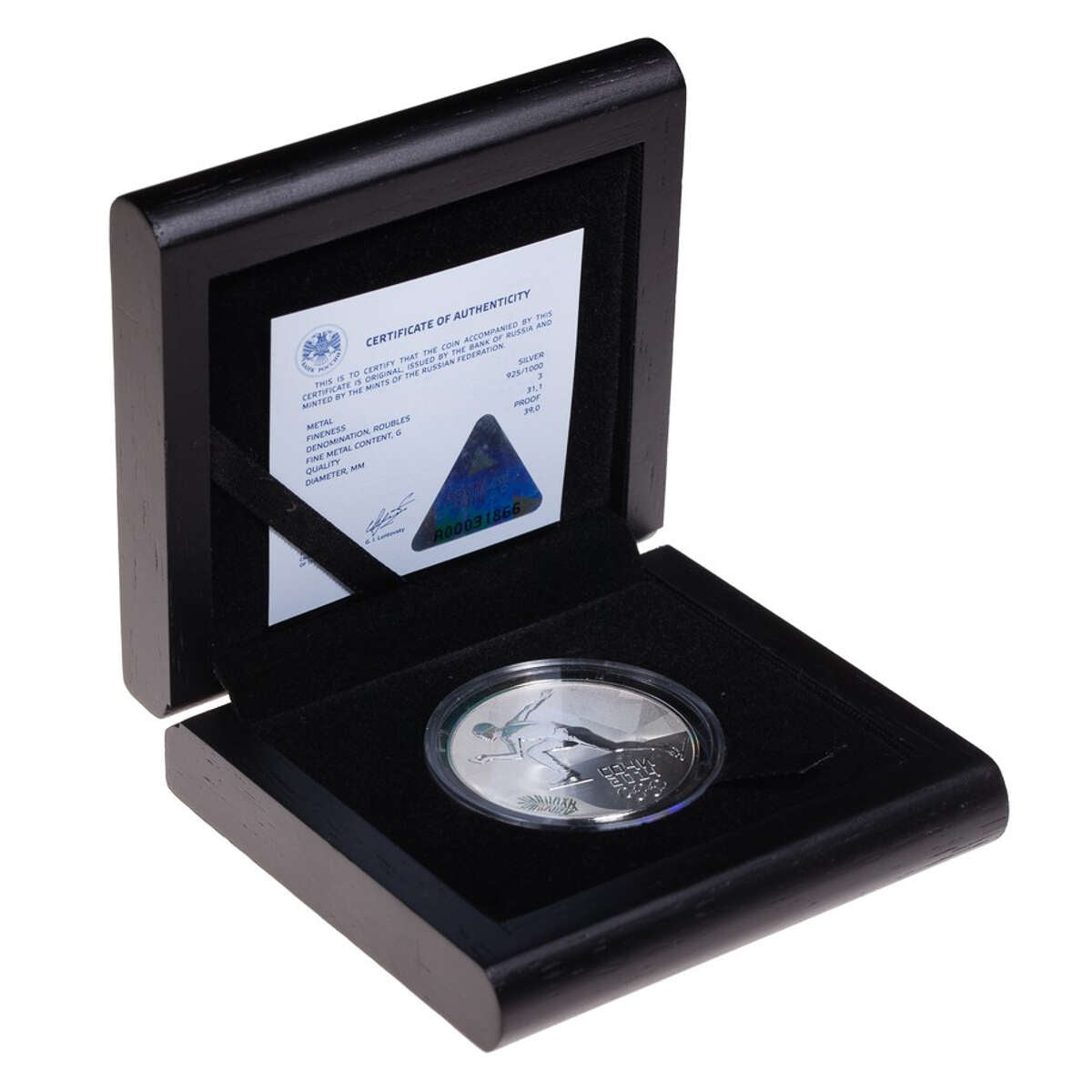 2014 3 Roubles Sochi Winter Olympics: Speed Skating - Sterling Silver Coin