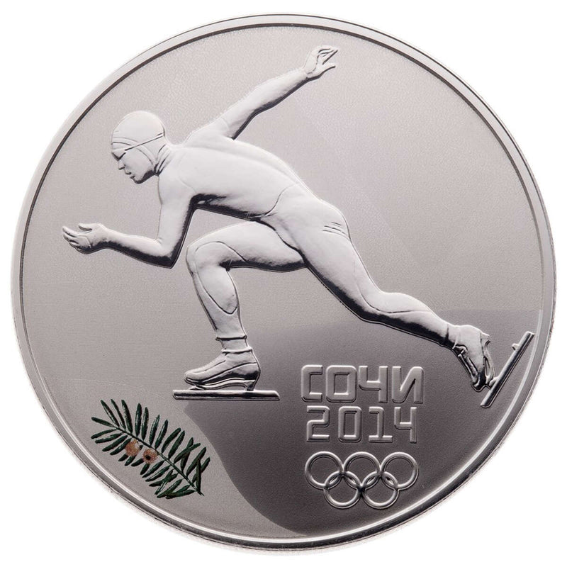2014 3 Roubles Sochi Winter Olympics: Speed Skating - Sterling Silver Coin