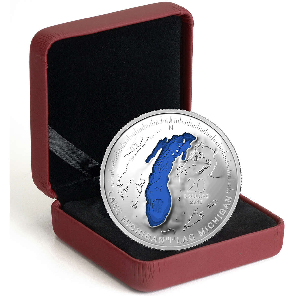 2015 $20 The Great Lakes: Lake Michigan - Pure Silver Coin