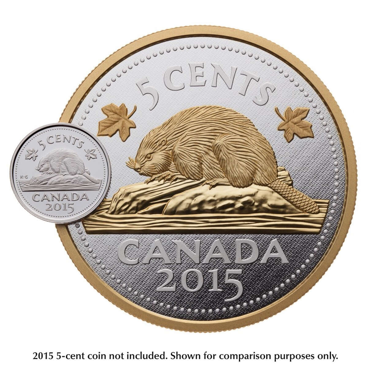 2015 5c Big Coin Series: Beaver - 5 oz. Pure Silver Coin