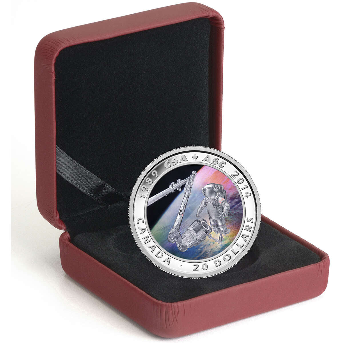 2014 $20 The Canadian Space Agency, 25th Anniversary - Pure Silver Coin