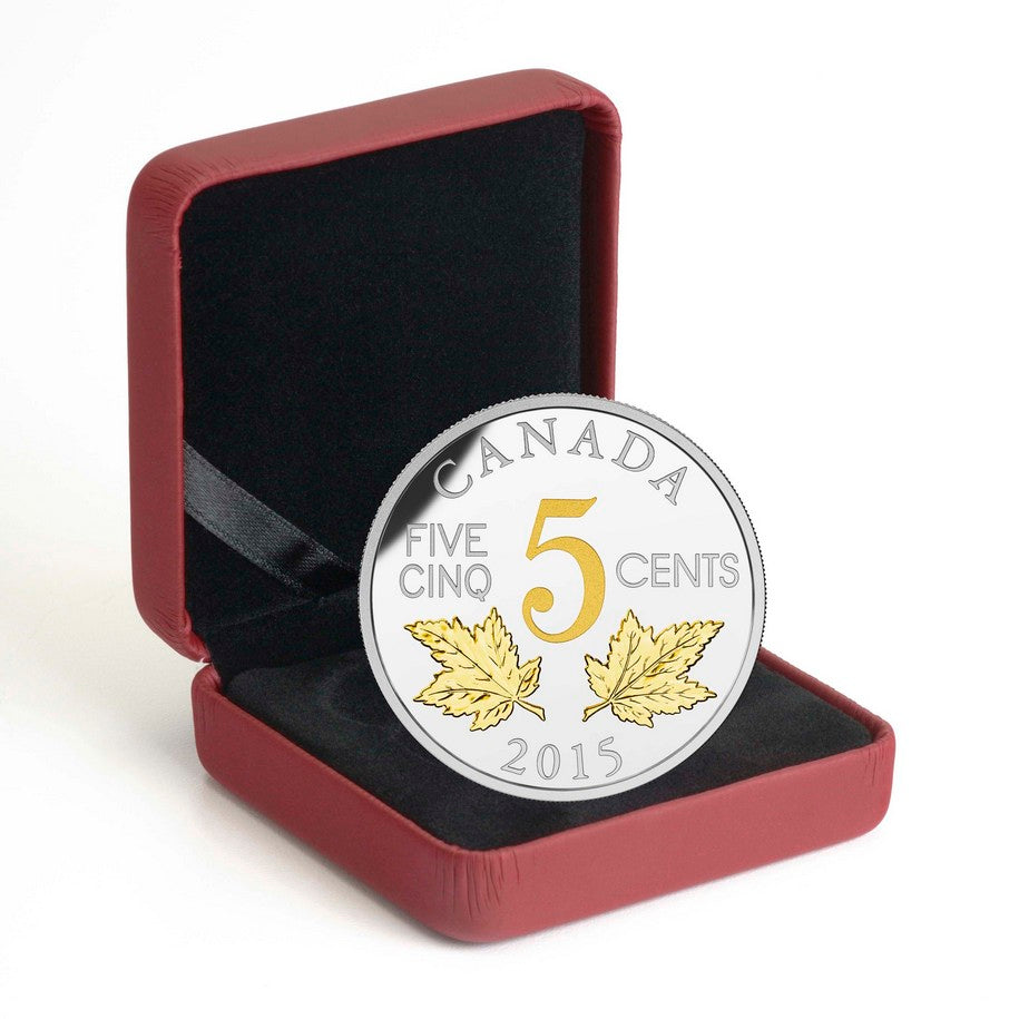 2015 5c Legacy of the Canadian Nickel: The Two Maple Leaves - Pure Silver Coin