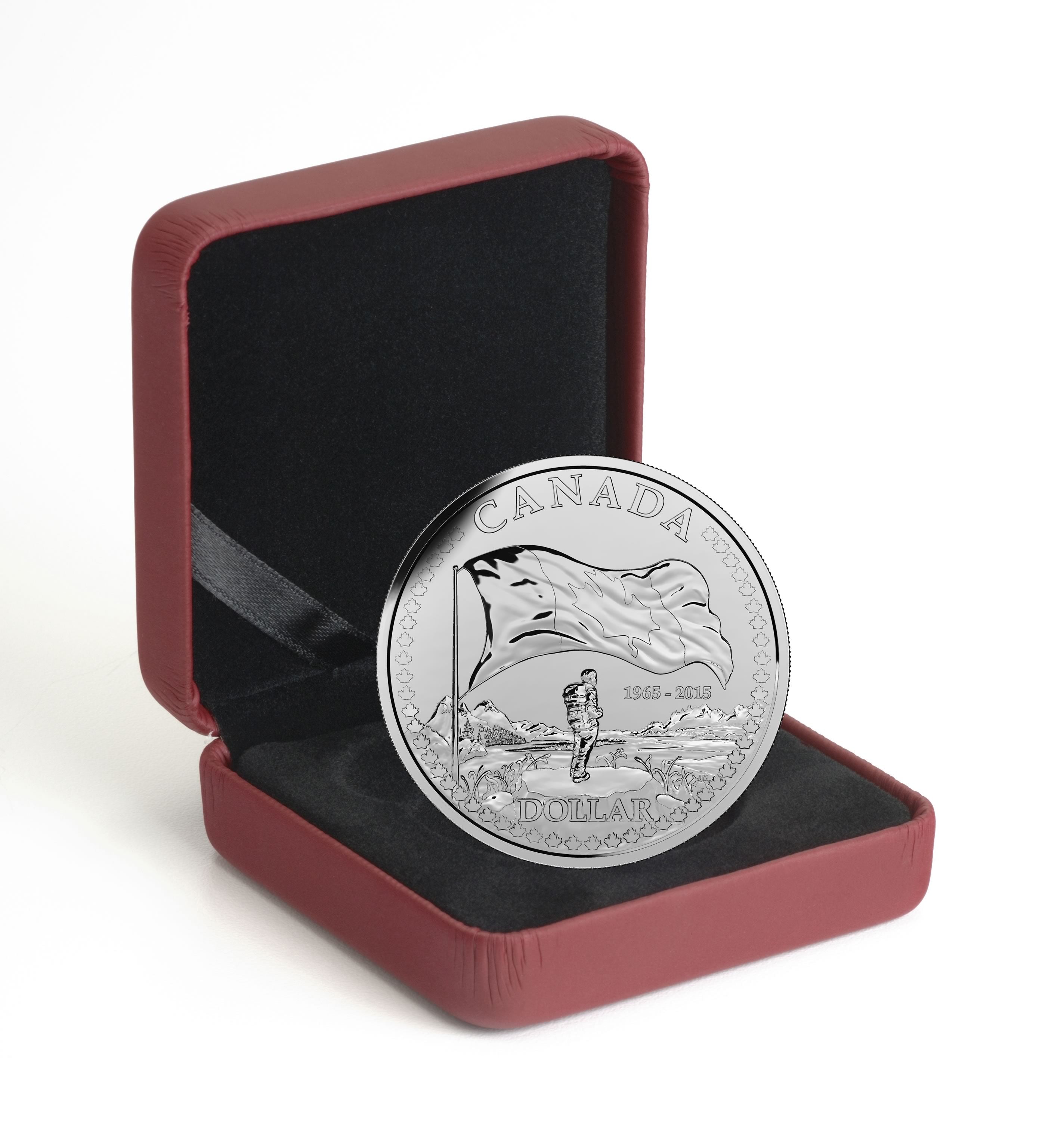 2015 $1 The Canadian Flag, 50th Anniversary - Pure Silver Dollar B.U.