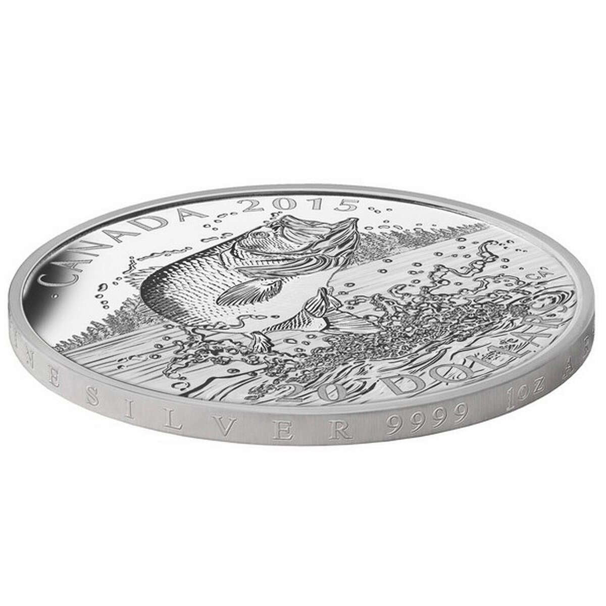 2015 $20 North American Sportfish:  Largemouth Bass - Pure Silver Coin