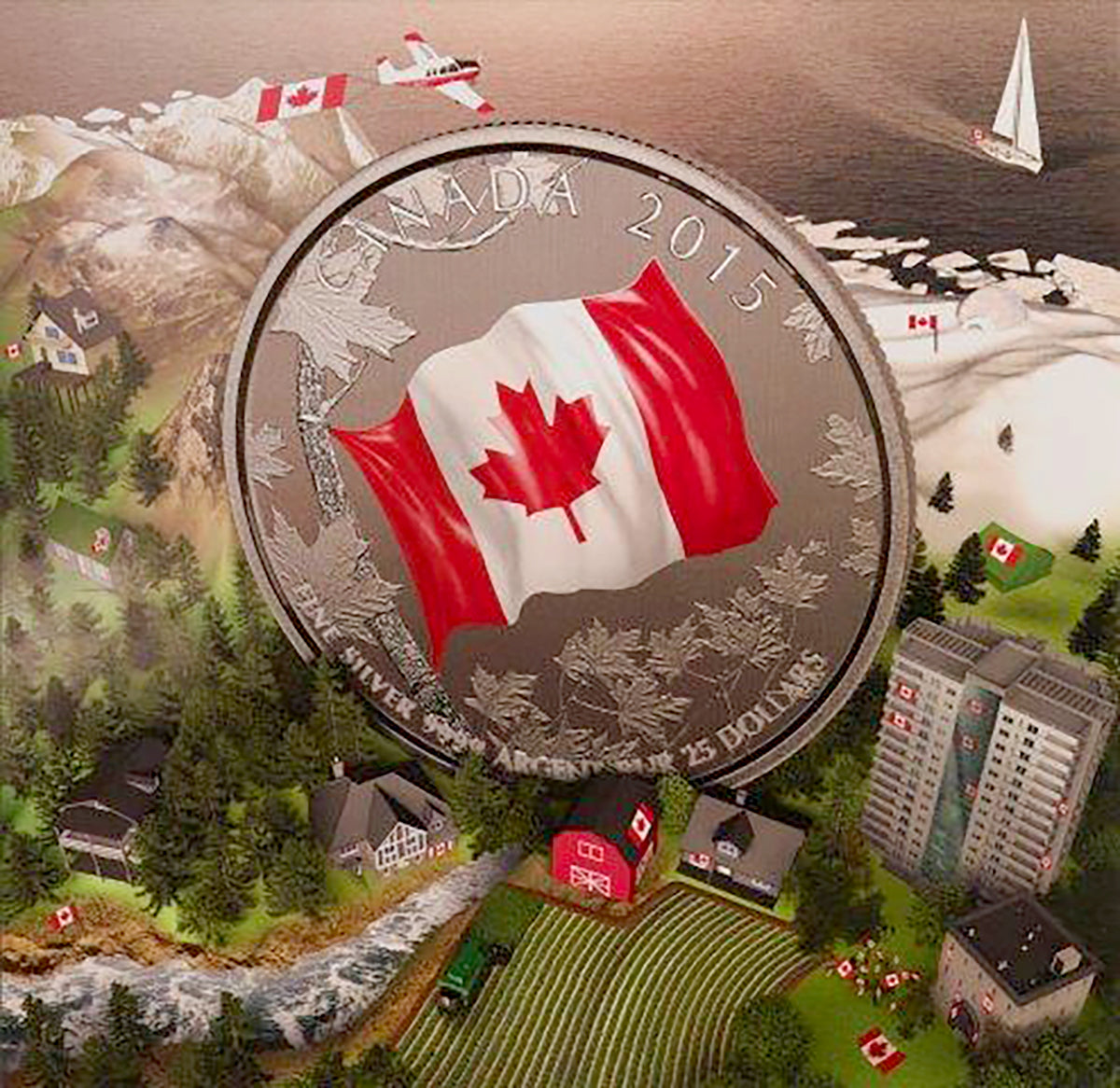 2015 $25 for $25 Canadian Flag - Pure Silver Coin