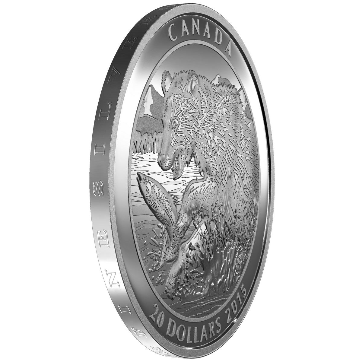 2015 $20 Grizzly Bear: The Catch - Pure Silver Coin