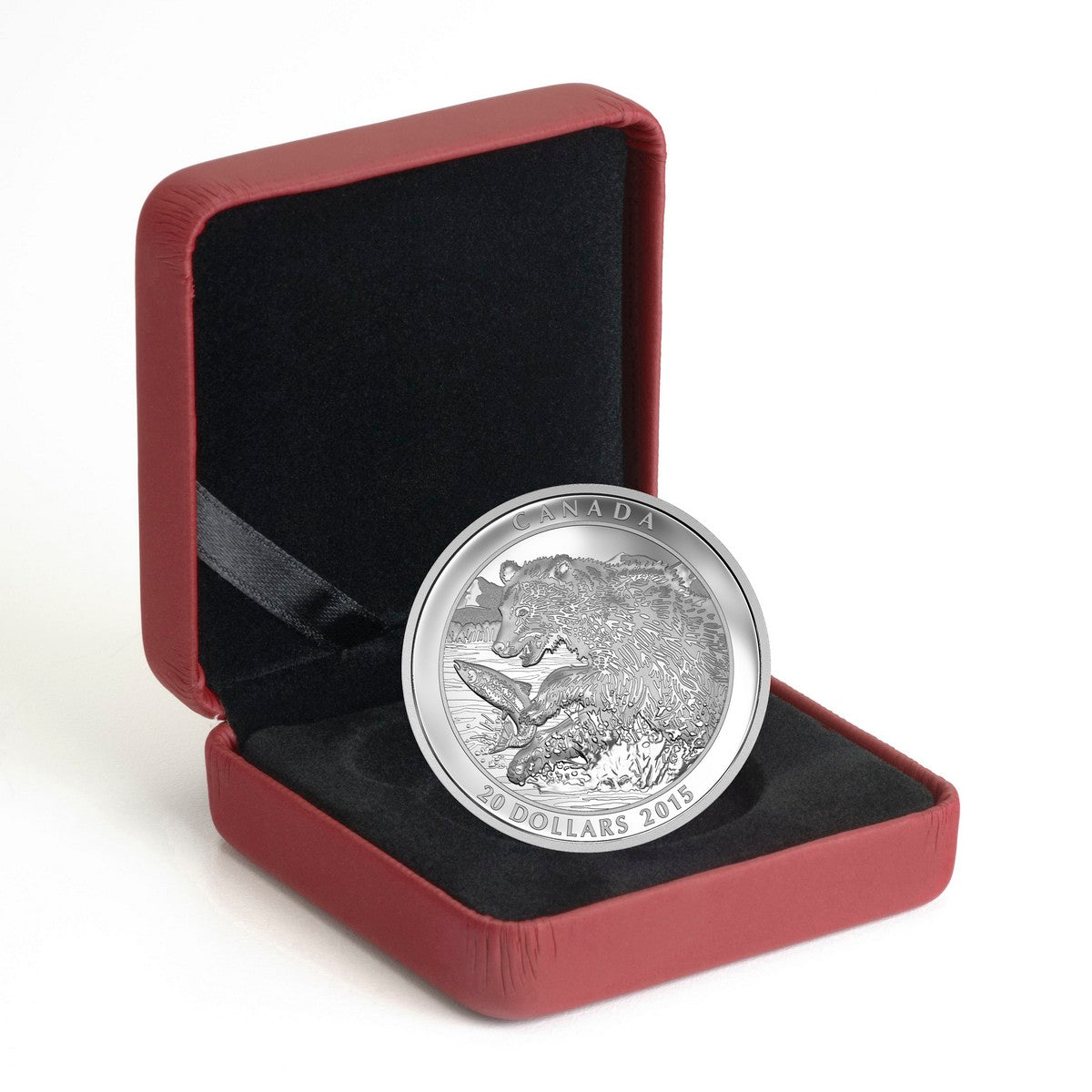 2015 $20 Grizzly Bear: The Catch - Pure Silver Coin