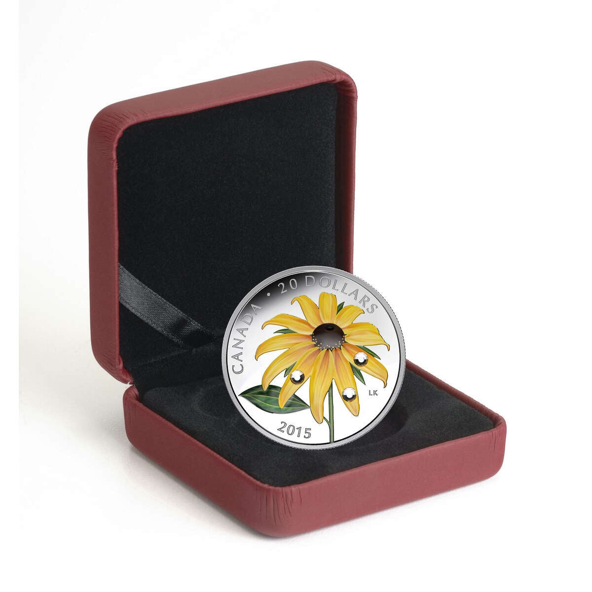 2015 $20 Black-Eyed Susan with Crystal Dew Drops - Pure Silver Coin