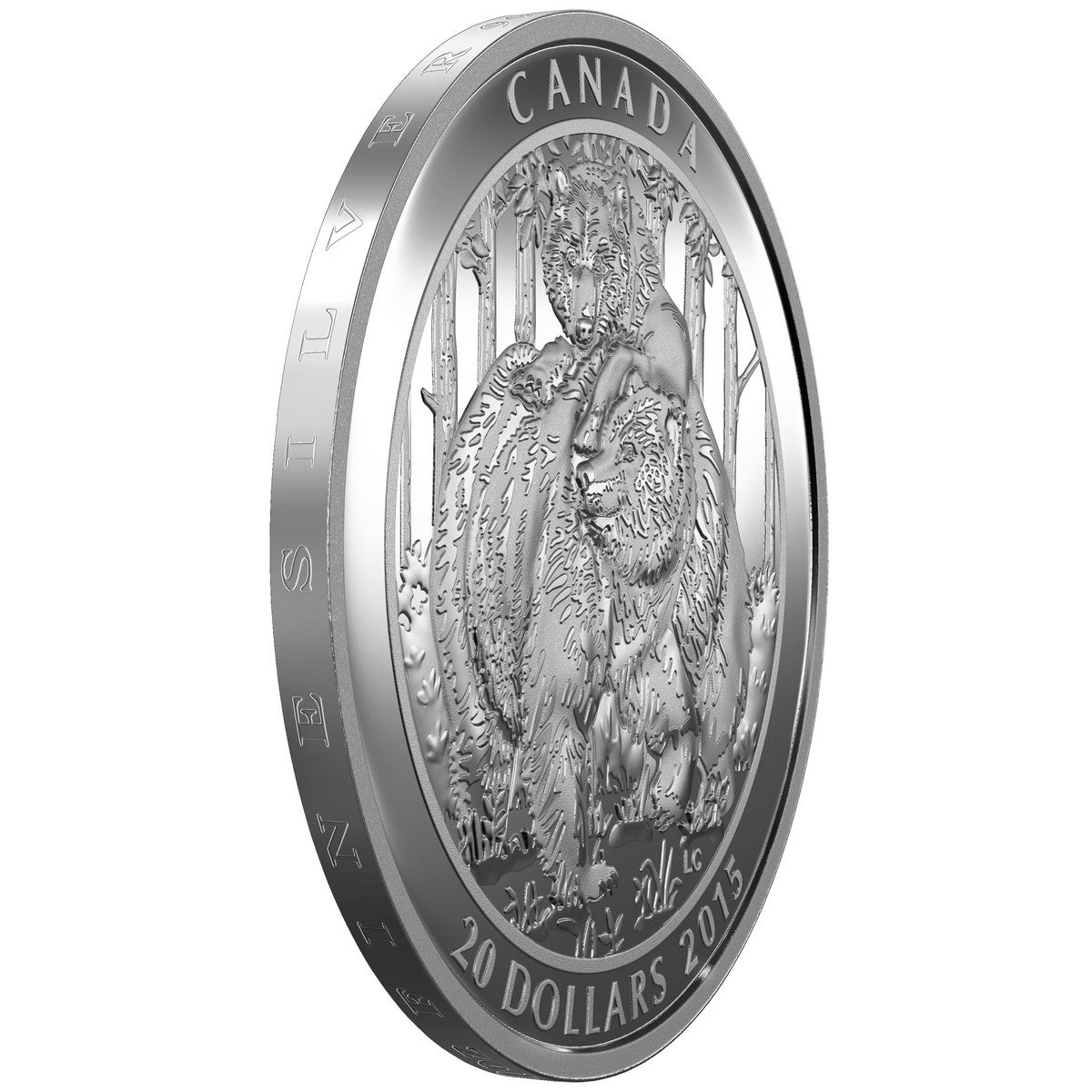 2015 $20 Grizzly Bear: Togetherness - Pure Silver Coin