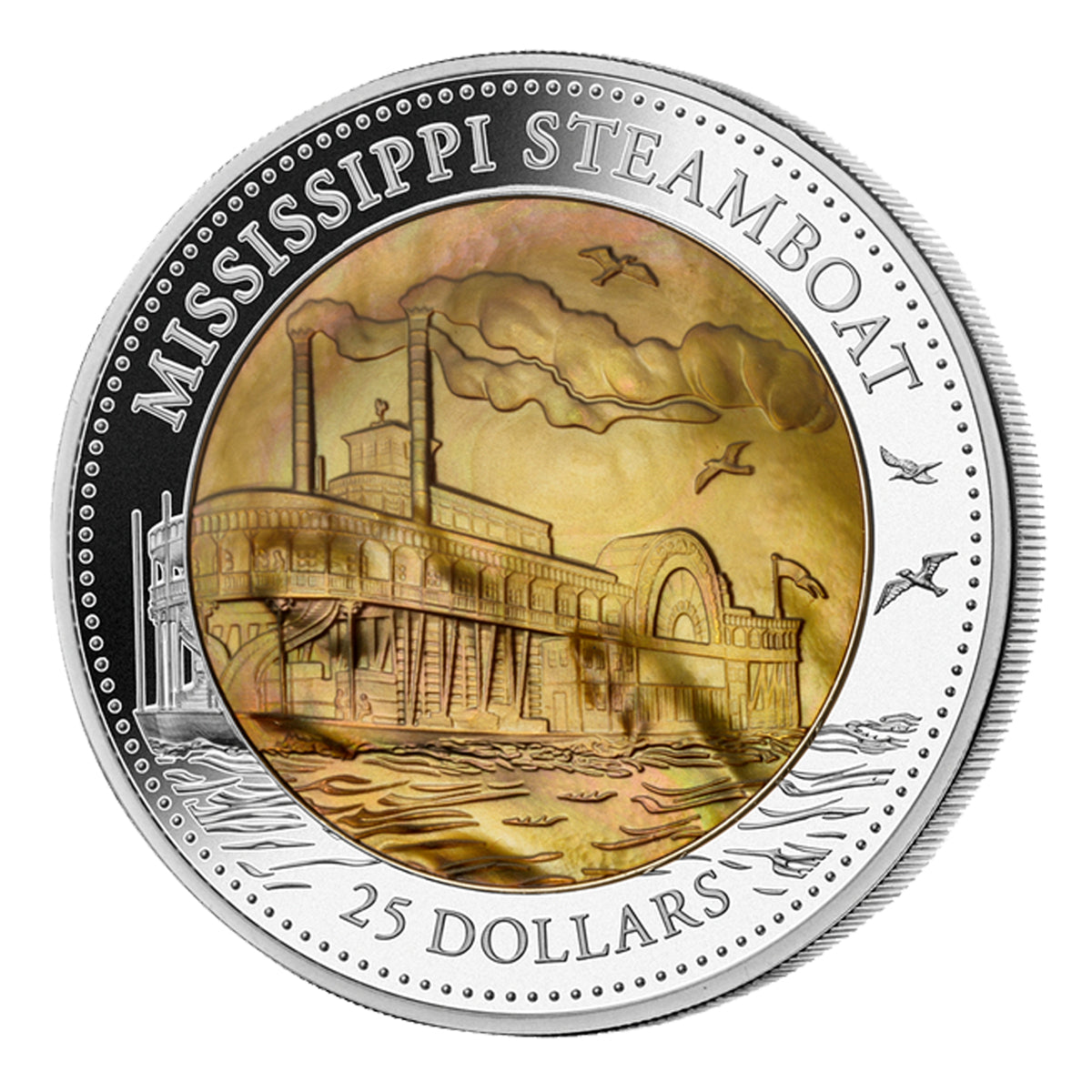 2015 $25 Mississippi Steamboat - Pure Silver Coin