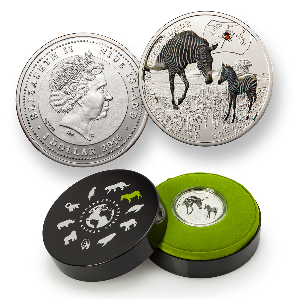 2014 $1 Endangered Animal Species: Grevy's Zebra - Pure Silver Coin