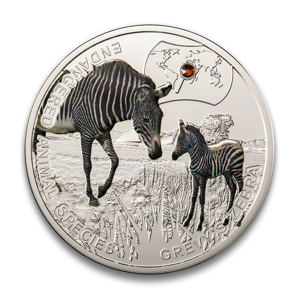 2014 $1 Endangered Animal Species: Grevy's Zebra - Pure Silver Coin