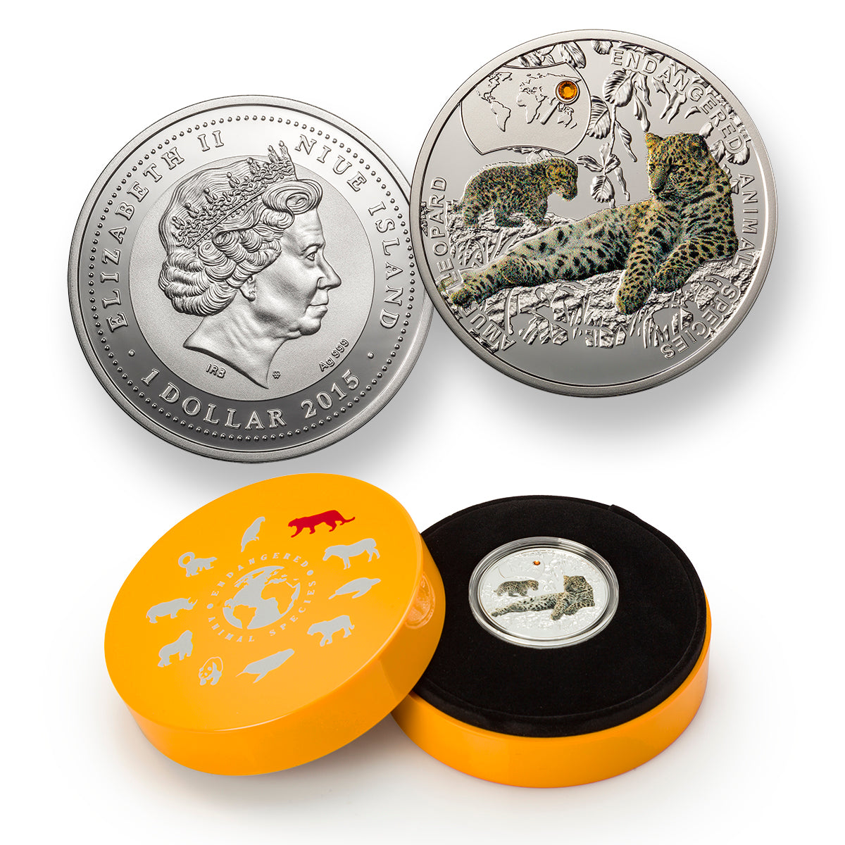 2015 $1 Endangered Animal Species: Amur Leopard - Pure Silver Coin